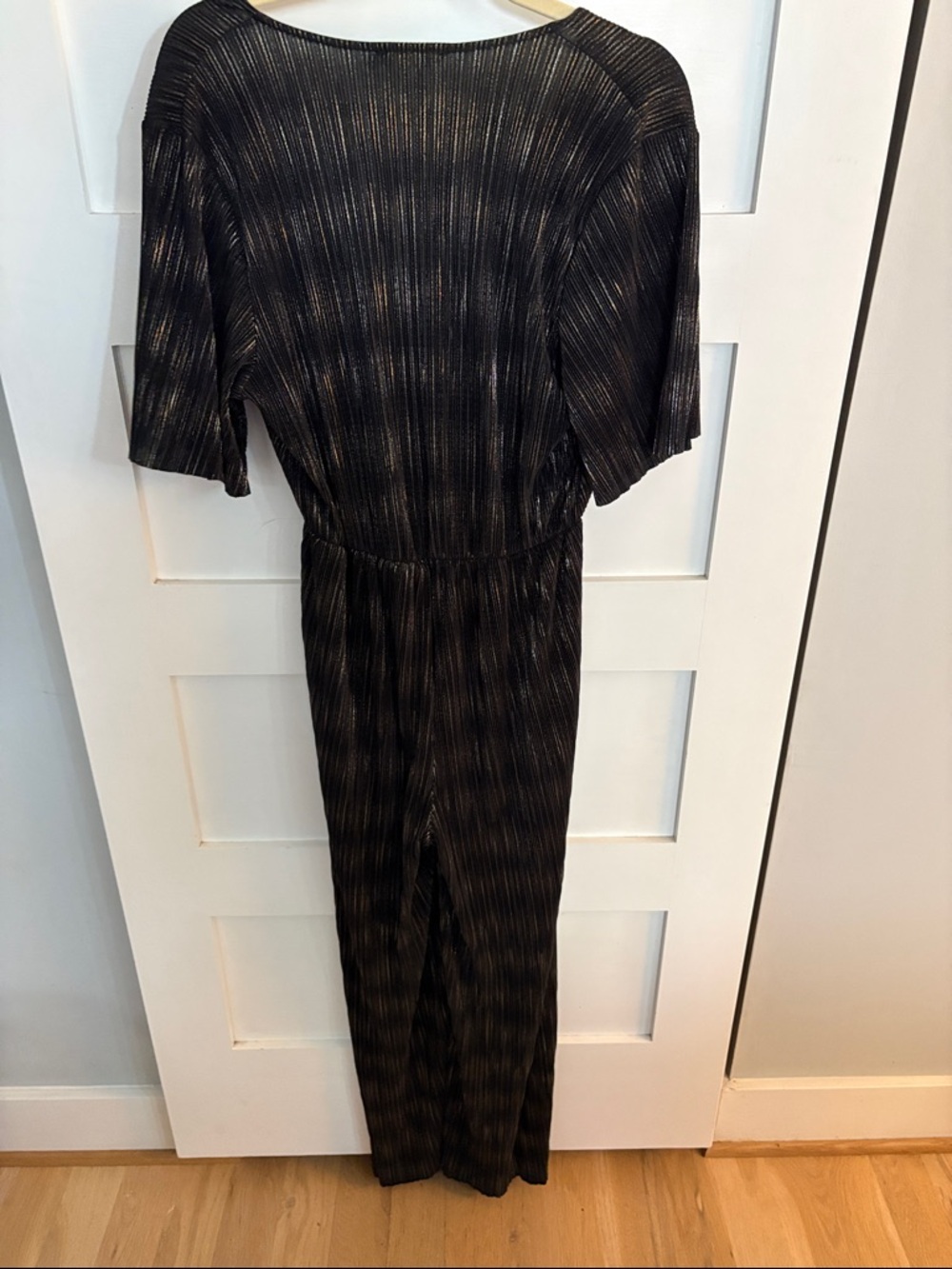 Lush Black Jumpsuit with Shimmering Stripes - Picture 4 of 4
